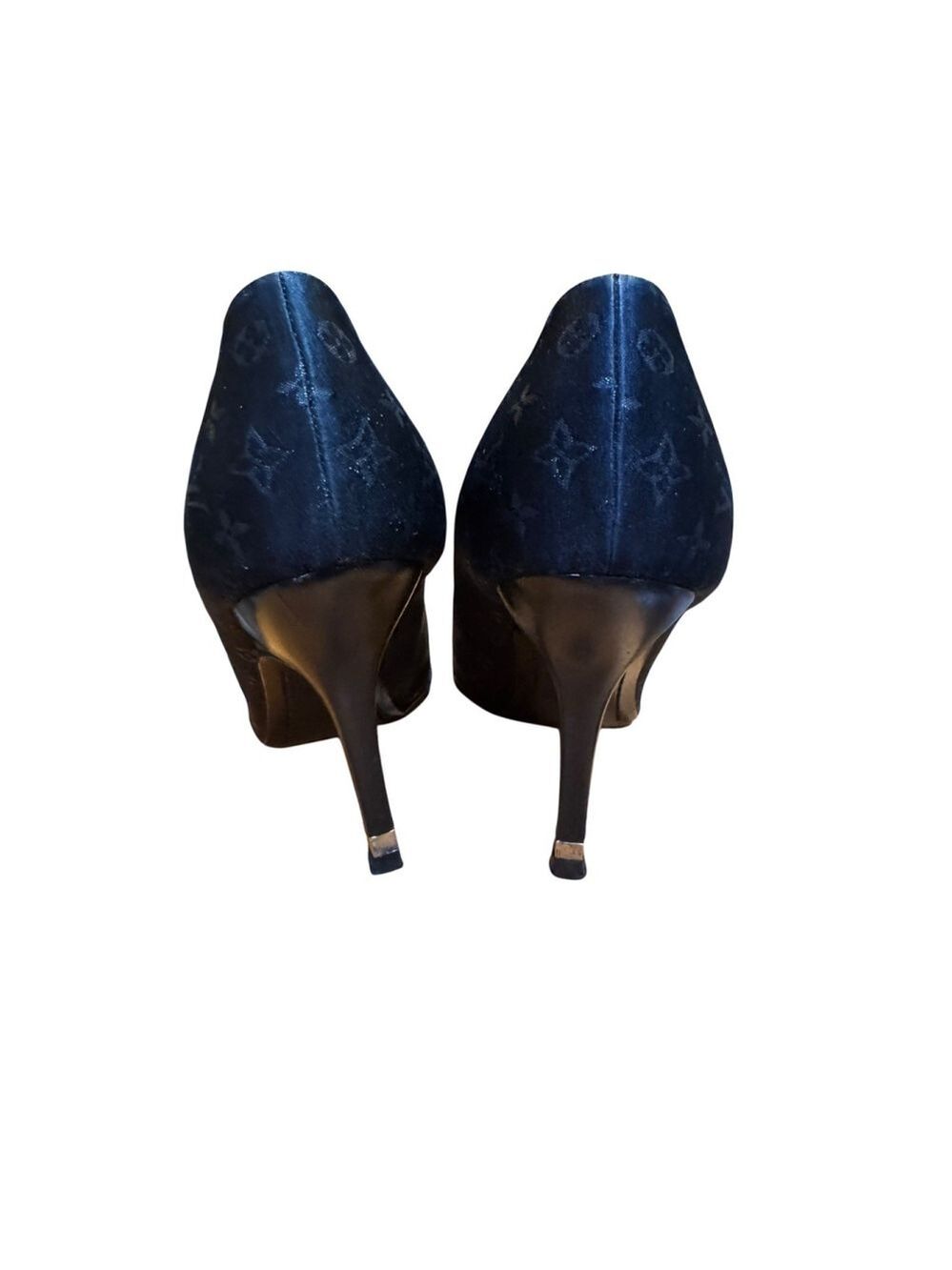 Louis Vuitton Black Monogram Mini Lin Satin Pumps in Box With COA - Picture 7 of 16